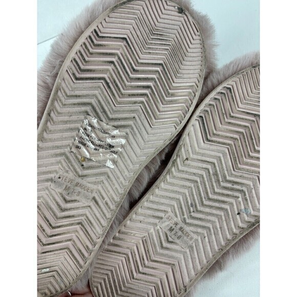 Steve Madden Furry Slippers Pink Blush Size 7 Size 8 Fuzzy Faux Fur Criss Cross - Picture 7 of 9